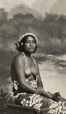 ethnoworld:  A young Marquesas woman poses for a photographer.