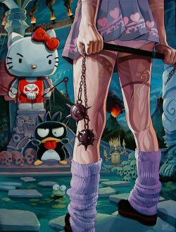 artforadults:  “Kitty Fight!” Acrylic Painting by David MacDowell