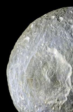 n-a-s-a:  Herschel Crater on Mimas of Saturn  Credit: Cassini