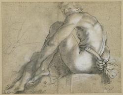 necspenecmetu:  Annibale Carracci, Seated Nude, c. 1600-1 