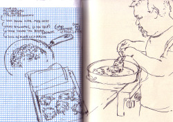 Sketch of my dad frying some latkes