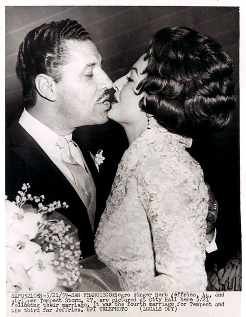 Tempest Storm A UPI press photo from May of ‘59, detailling her marriage to actor/singer Herb Jeffries..