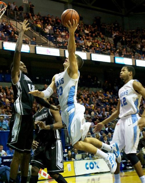 Rhode Island’s Billy Baron. In action today on CBS Sports cable channel at 6:00 (central) against Xavier.