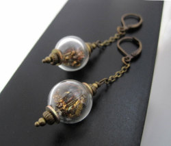 steampunkfinds:  Time bubble earrings. Hand blown glass and watch