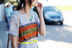 what-do-i-wear:   Vintage Biba dress. Coach bag. Forever 21 belt.