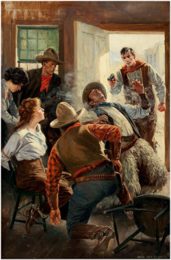 cowsinartclass72:  Saloon Shootout by Anton Otto Fischer (1919)