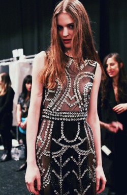 foudre:  magdalena langrova backstage at jill stuart, fall 2012