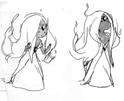 Early Flame Princess sketches. Early on I thought of her like