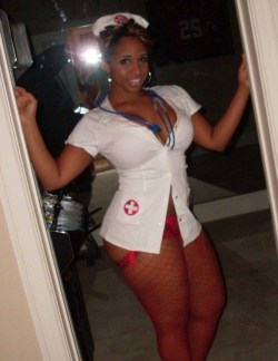 bbwgirlsfatwomen:  black nurse in stockings with sexy thick thighs