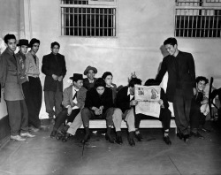 insertpsychonamehere:  Pachucos in jail- Los Angeles, 1942. Herald-Examiner