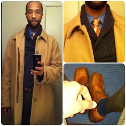 #OOTD 2/21/12 gold, brown, n blue (Taken with instagram)