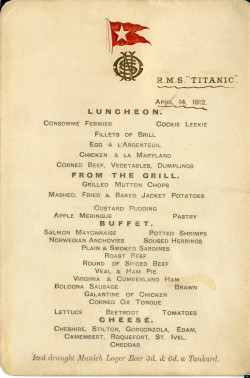 chef-d: Last Meal The Titanic’s last meal : The Lunch Menu