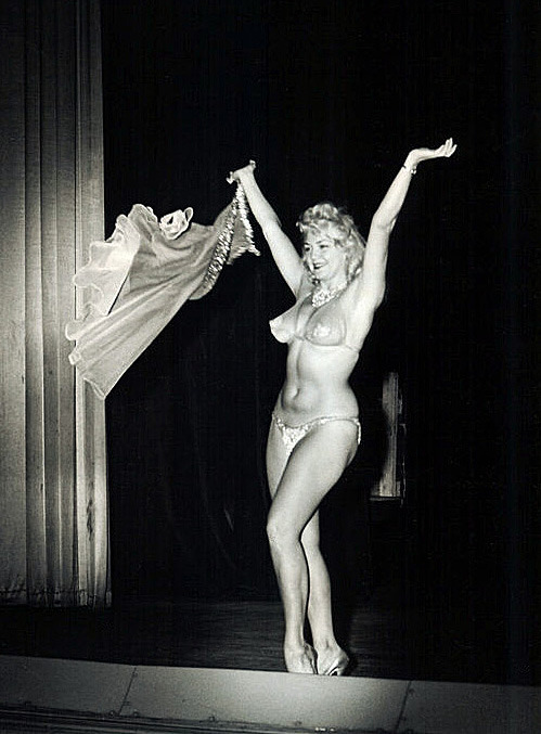Jennie Lee   aka. “The Bazoom Girl”.. In performance at an unidentified theatre..