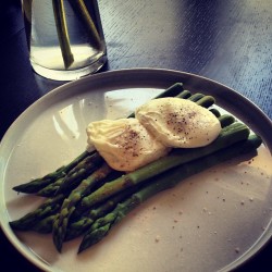 Poached Eggs over Asparagus. Don’t judge, it was my first