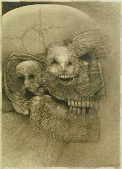 2headedsnake:  beksinski.pl Zdzislaw Beksinski, 1968, pencil