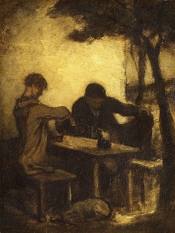 fyeshistoryofart: Honoré Daumier (French, 1808-1979), The Drinkers. Oil