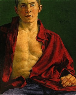 antonio-m:  Figure Study in a Red ShirtRon Griswoldoil on canvas