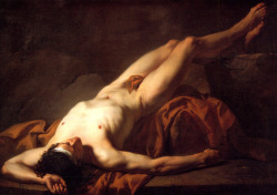  Jacques Louis David - Male Nude known as Hector, 1778. Oil on