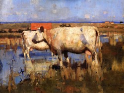 shear-in-spuh-rey-shuhn: Joseph CrawhallLandscape With Cattle,