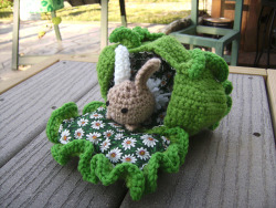 threehornamigurumi:  Baby Bunny in Cabbage House by olive2 