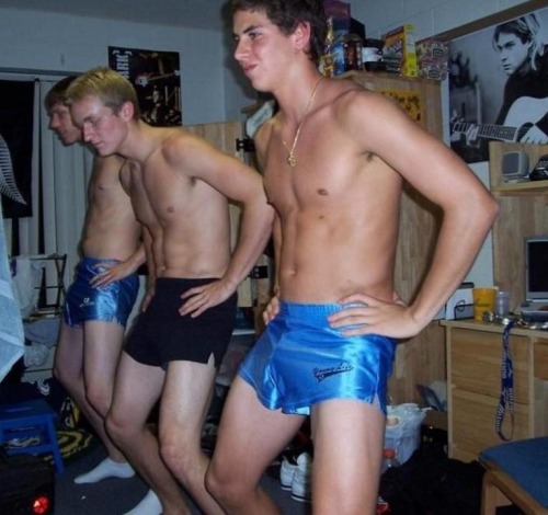 23.Â  I’m don’t know what these guys are up to, but I’m sure they’re well dressed for it scallyguy:   Lads In Shiny Shorts  