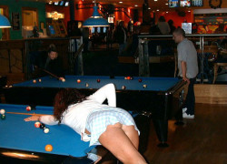 ilovewatchingmywife:  While playing pool at our favorite bar,