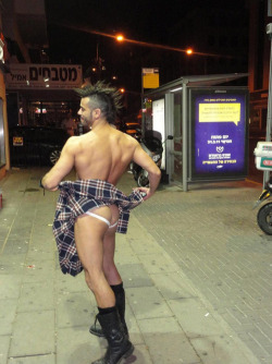 Mohawk, kilt, jockstrap and boots … there’s a whole