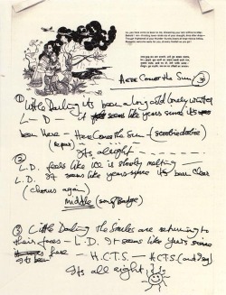 blue-electric-blue:  George’s handwritten lyrics to “Here