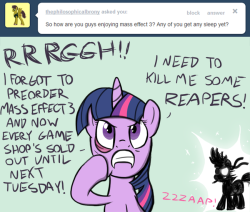 askgamerponies:  I should have known. I really wish I could just