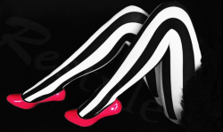 gothfinds:  Tim Burton inspired black and white striped tights;
