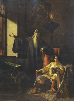 Ivan the Terrible with a priest Sylvester during the big fire