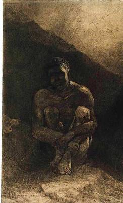 kenhatter:  Odilon Redon, “Primitive Man Seated in Shadows”