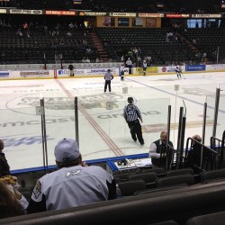 Our seats are right behind the penalty box! (Taken with instagram)