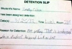 collegehumor:  Detention Slip Given for Hunger Games Reference