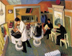 missfolly:  Ilya Bolotowsky: In the Barber Shop (1934)  dal barbitonsore