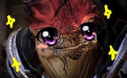 krogansushi:  derpwanggorawr:  “Shepard.”   “Wrex.” 