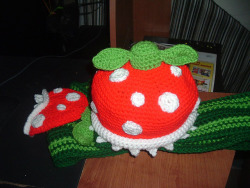 threehornamigurumi:  Super Mario Piranha Plant hat and scarf