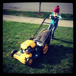 Sophia loves mowing the lawn. (Taken with instagram)