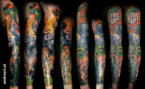 Pantera,rob zombie,TOOL and type o negative all in one sleeve.