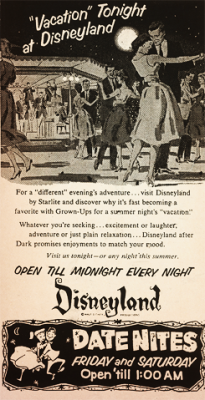 steamboat-willies:  Date Nite at Disneyland advertisements, 1957