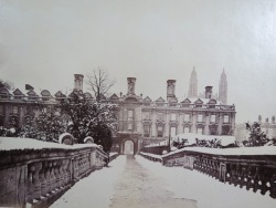  Clare College in winter. Cambridge University, England, ca.