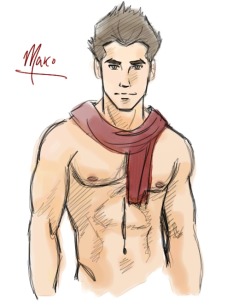 miss-cole-art:  Yes. I kept the scarf on him. Mako/Scarf for