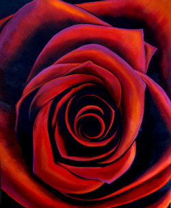 abstract-dimension:  Red Red Rose - Oil on Canvas (by cindyleejones)