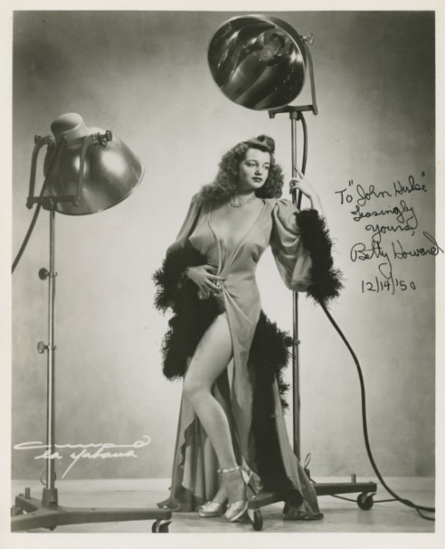 burlyqnell:  Betty Howard    aka. “The Girl Who Has Everything”.. Vintage 50’s-era promo photo personalized: “To John Hulse — Teasingly yours, Betty Howard – 12/14/‘50 “