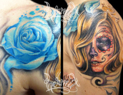 fuckyeahtattoos:  Day of the Dead girl   rose. Both are part
