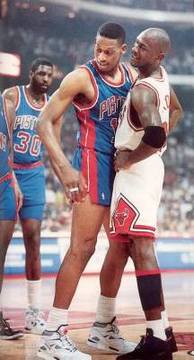 justjordans:  Before they were teammates.  Dennis Rodman in