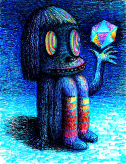 dainfagerholm:  Creature with Rainbow Boots and Gem (stereographic