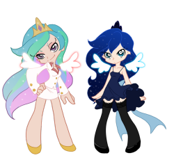 ponyvillenews:  Luna and Celestia as Panty and Stocking and Chrysalis