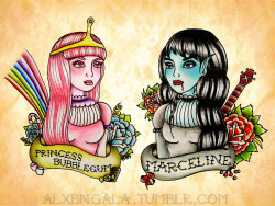 alxbngala:  Princess Bubblegum and Marceline. by:Alejandra L