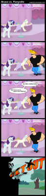 royalcanterlotvoice:  Bravo vs. Ponyville by ~Angerelic